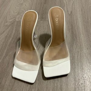 White and clear heels